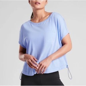 Athleta Short Sleeve Crew Neck Organic Daily Bungee Tee Top Size Medium